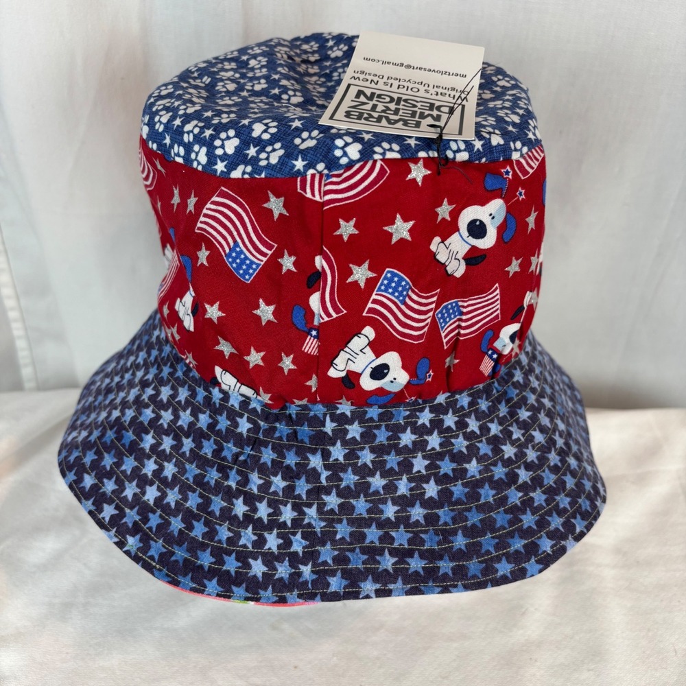 Reversible Bucket Hat Snoopy Patriotic Watermelon 22" diameter - Picture 3 of 5